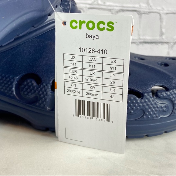 Crocs Classic Adult Unisex Navy Blue Baya Clogs Slip-On Footwear Sz M 11 / W 13 - Picture 6 of 10